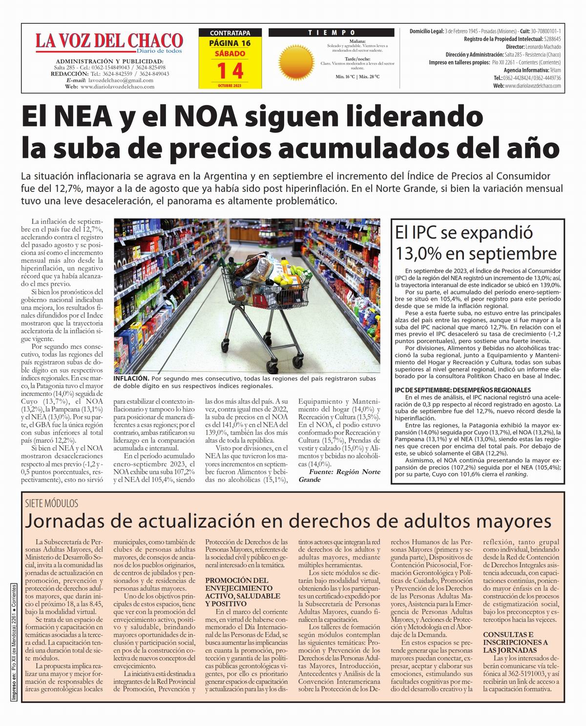 Tapa y Contratapa 14 de octubre de 2023 Las noticias m s