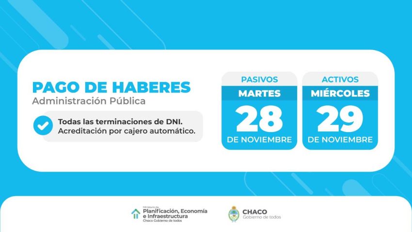 El 28 y 29 de noviembre se pagan los salarios de la Administraci n